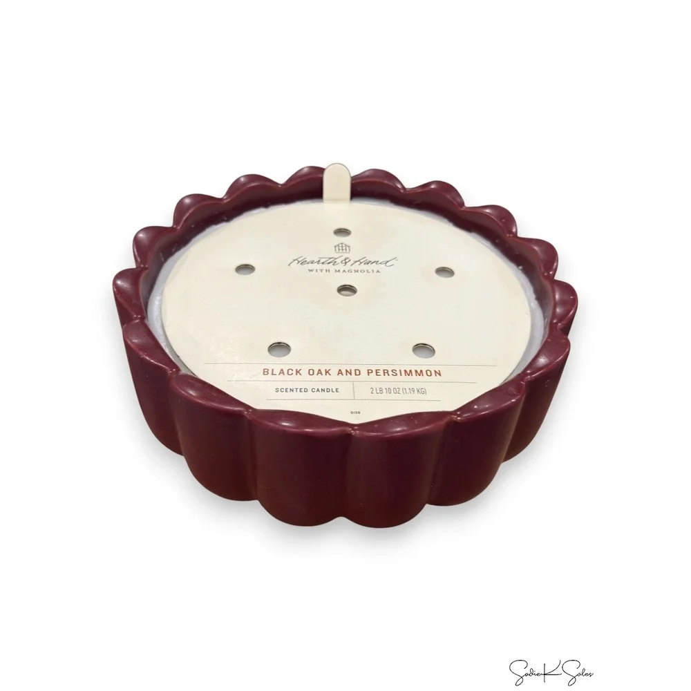 6 Wick Scalloped Rim Black Oak & Persimmon Jar Candle - Hearth & Hand Magnolia